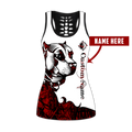 Staffordshire Bull Terrier customize red tattoos legging + hollow tank combo DD08172001