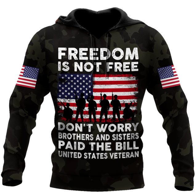 Veteran Freedom is not Free 3D all over printed shirts for men and women DD05252001-Apparel-Huyencass-Hoodie-S-Vibe Cosy™