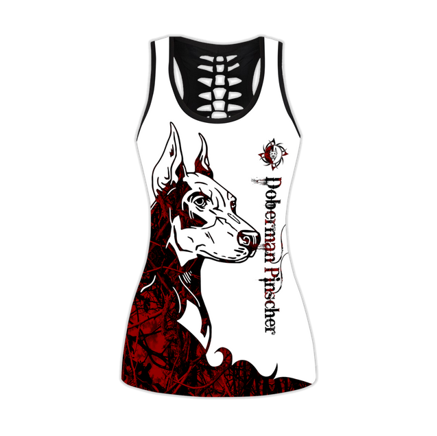 Doberman Pinscher red tattoos legging + hollow tank combo DD07292003-Apparel-HG-No legging-S-Vibe Cosy™