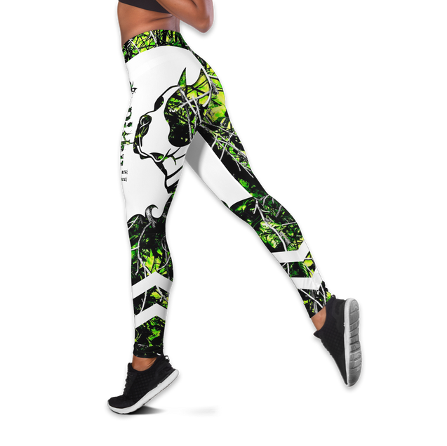 Pitbull green tattoos legging + hollow tank combo HG71802S1-Apparel-HG-S-No tank-Vibe Cosy™