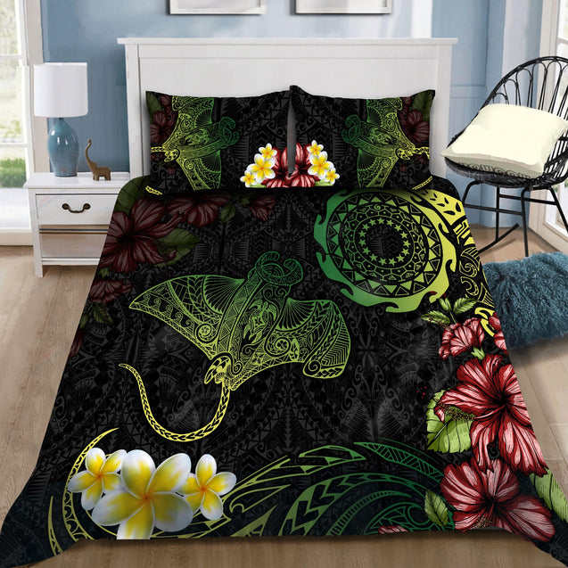 Cook Islands Bedding Set Beautiful Rays Tipani Hibiscus-Bedding Set-Huyencass-Twin-Vibe Cosy™