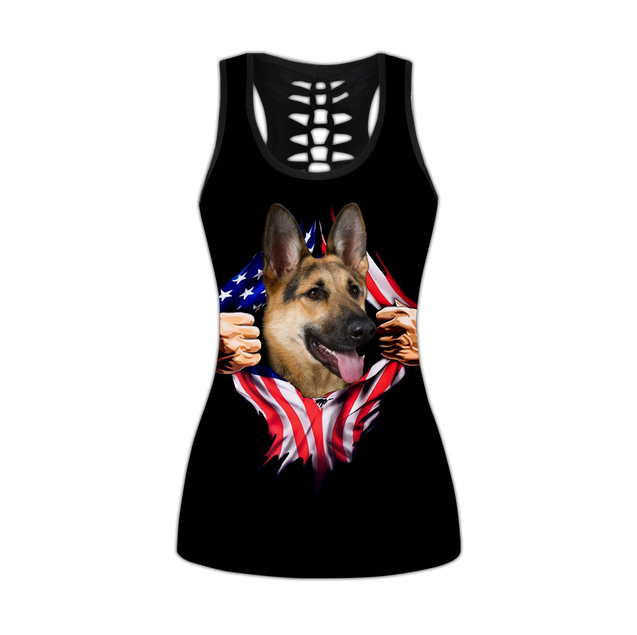 German shepherd tattoos legging + hollow tank combo DD07312001