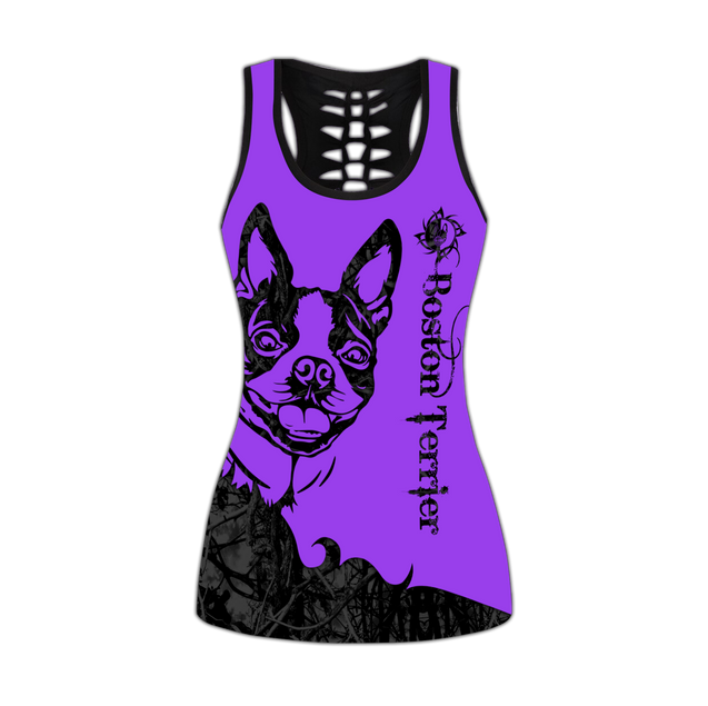 Boston Terrier tattoos legging + hollow tank combo DD09172002S1