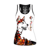 Husky orange tattoos legging + hollow tank combo DD08122001S4