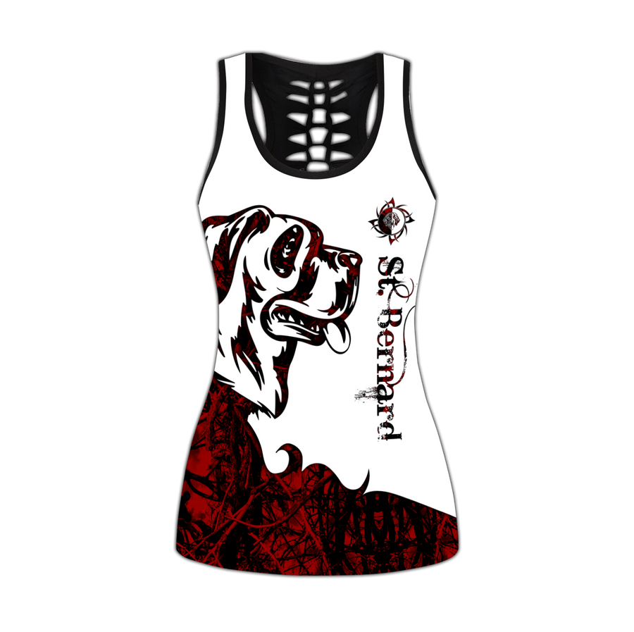 St. Bernard red tattoos legging + hollow tank combo DD09162001
