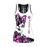 Border collie pink tattoos legging + hollow tank combo DD08132002S3