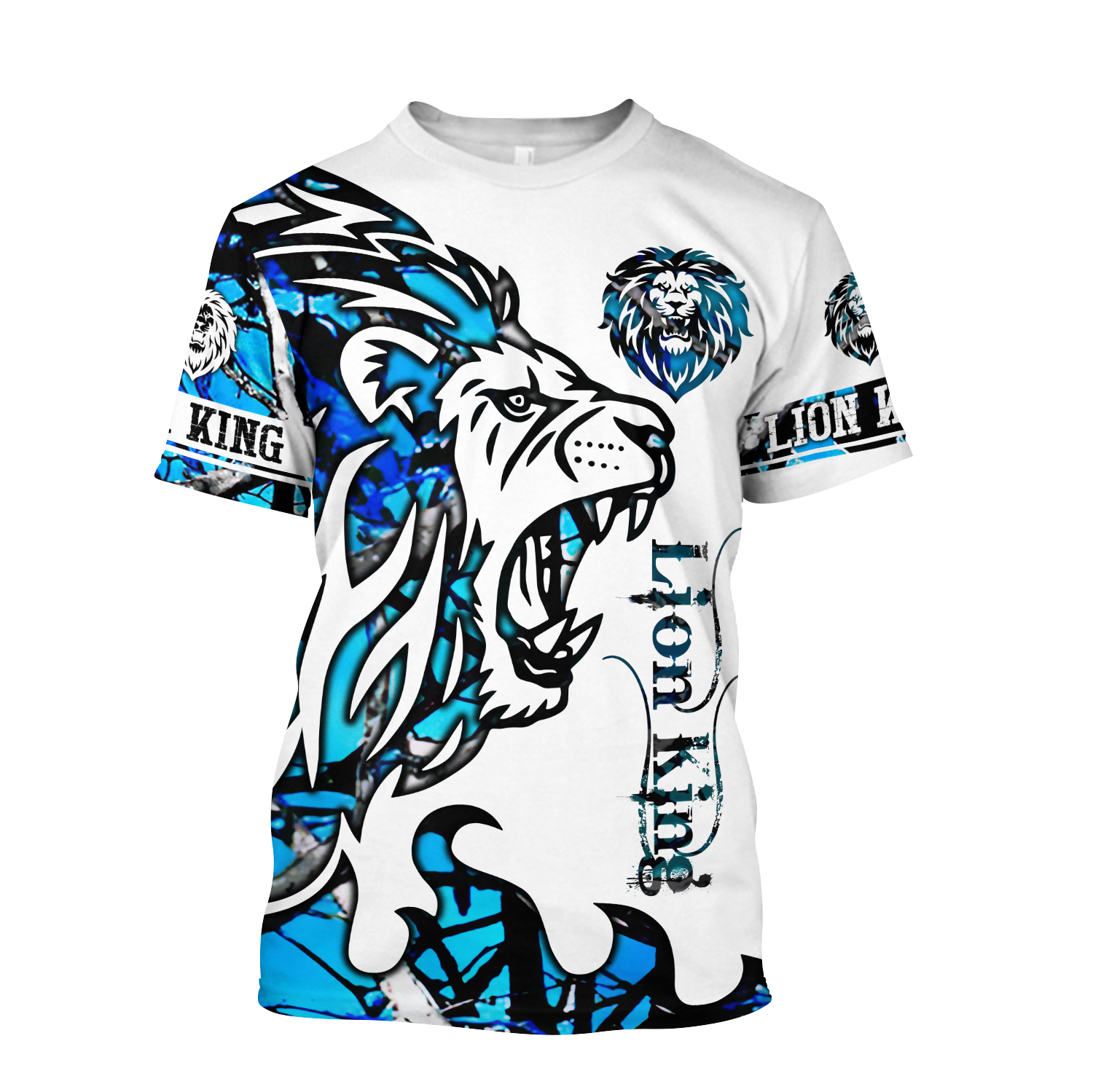 Beautiful Lion blue Tattoo camo 3D all over printed shirts for men and women DD05272003S-Apparel-Huyencass-T-Shirt-S-Vibe Cosy™