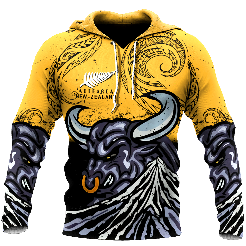 New zealand taranaki maori bull 3d all over printed shirt and short for man and women-Apparel-PL8386-Hoodie-S-Vibe Cosy™