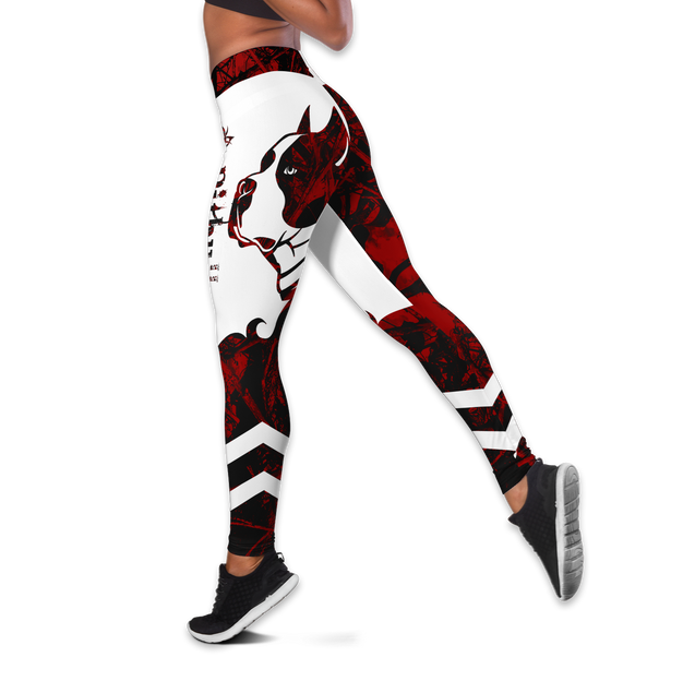 Pitbull red tattoos legging + hollow tank combo HG71802-Apparel-HG-S-No tank-Vibe Cosy™