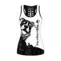 Staffordshire Bull Terrier black tattoos legging + hollow tank combo DD09052003