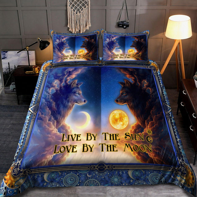 Awesome Sun And Moon Wolves Bedding Set MEI10032003-MEI