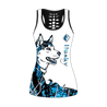 Husky blue tattoos legging + hollow tank combo DD08122001S1