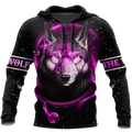 Love Gift Unisex All Over Printed Wolf Couple Hoodie MEI