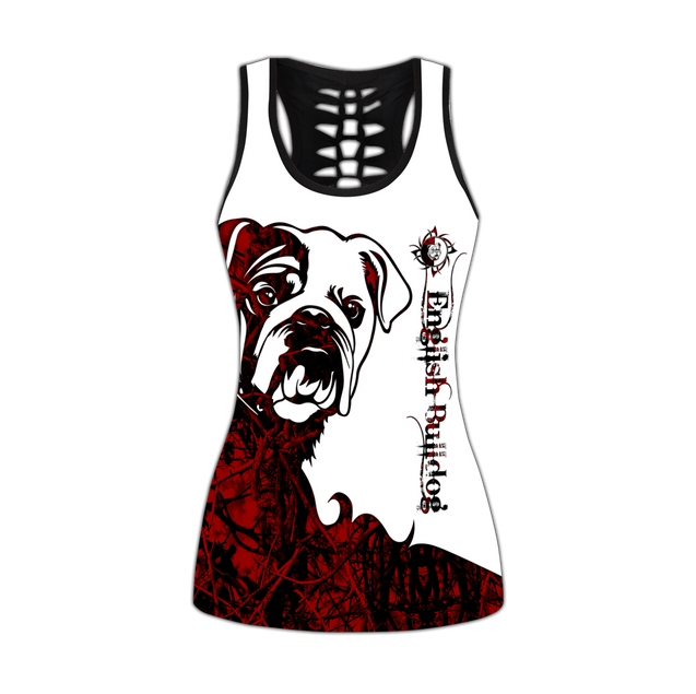 English bulldog tattoos legging + hollow tank combo DD08072001