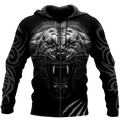 3D Tattoo White Tiger Over Printed Hoodie