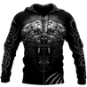 3D Tattoo White Tiger Over Printed Hoodie