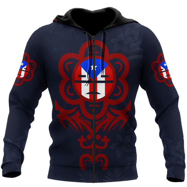 Puerto Rico Sol Taino All Over Print Shirts And Short NTN06202001-Apparel-TQH-Zipped Hoodie-S-Vibe Cosy™