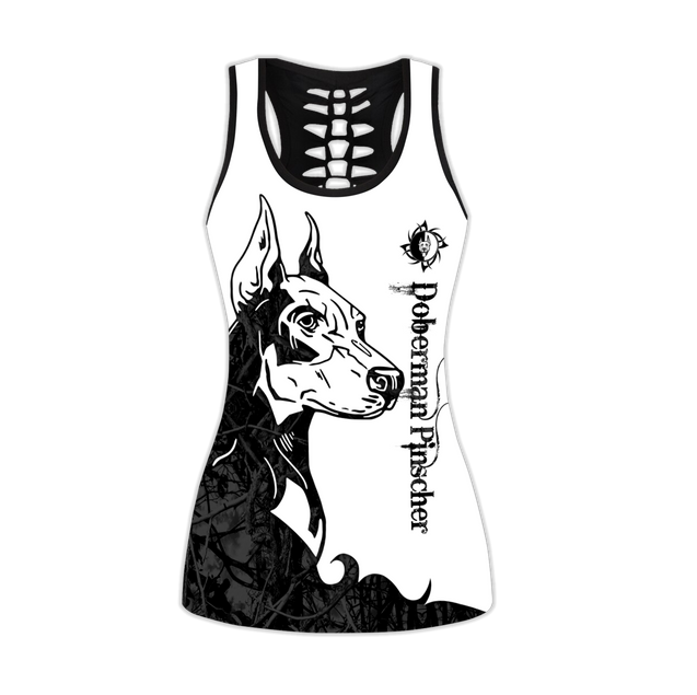 Doberman Pinscher black tattoos legging + hollow tank combo DD07292003S-Apparel-HG-No legging-S-Vibe Cosy™