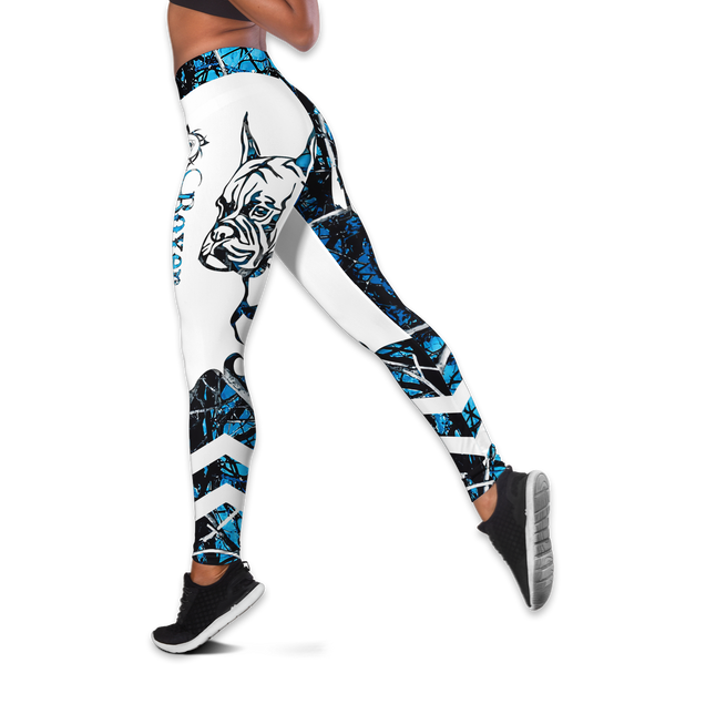 Boxer blue tattoos legging + hollow tank combo DD08042004S1