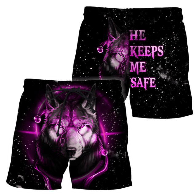 Galaxy Wolf He Keeps Me Safe Hoodie MEI