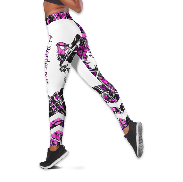 Border collie pink tattoos legging + hollow tank combo DD08132002S3