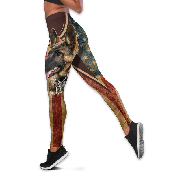 German shepherd tattoos legging + hollow tank combo DD07312002