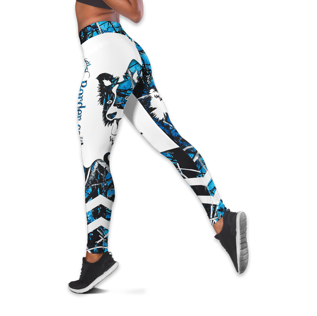 Border collie blue tattoos legging + hollow tank combo DD08132002S1