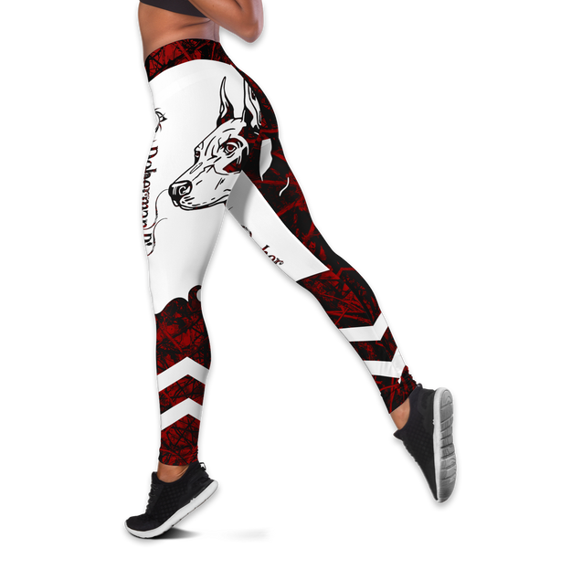 Doberman Pinscher red tattoos legging + hollow tank combo DD07292003-Apparel-HG-S-No Tank-Vibe Cosy™