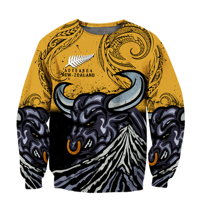 New zealand taranaki maori bull 3d all over printed shirt and short for man and women-Apparel-PL8386-Sweatshirt-S-Vibe Cosy™