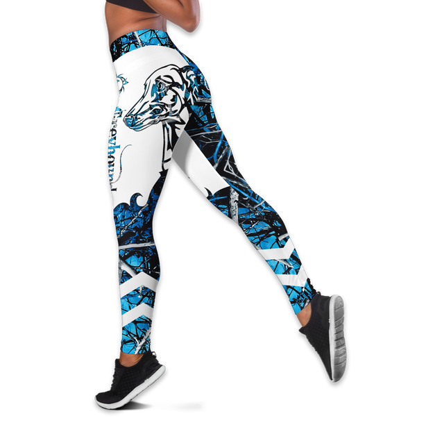 Greyhound blue tattoos legging + hollow tank combo DD09052002S1