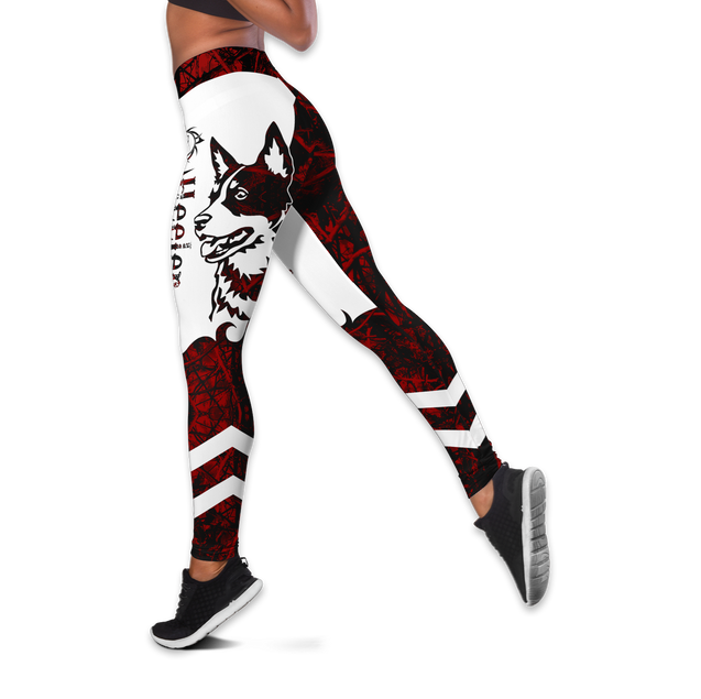 Heeler red tattoos legging + hollow tank combo DD08202002