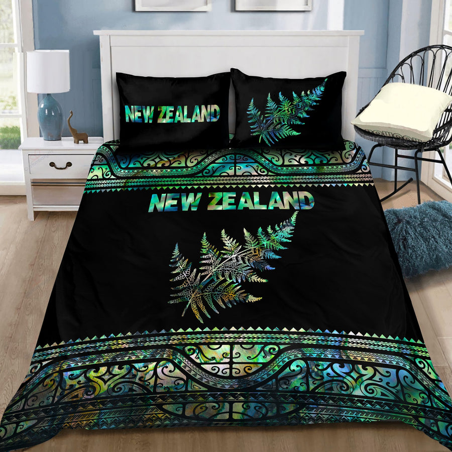 Aoteatoa New Zealand Maori Bedding Set Silver Fern - Paua Shell NTN07202001