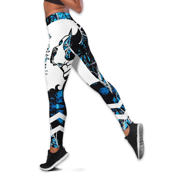 Pitbull blue tattoos legging + hollow tank combo HG71802S3-Apparel-HG-S-No tank-Vibe Cosy™