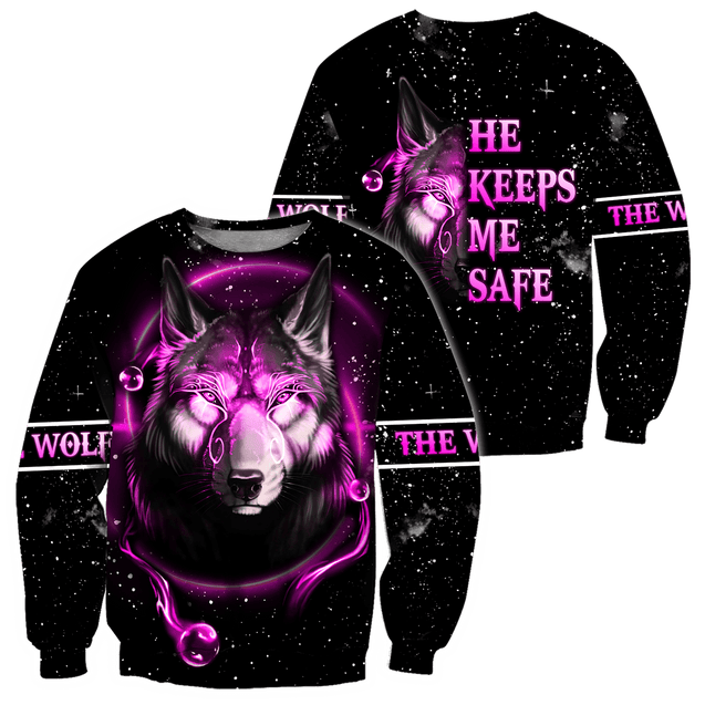 Galaxy Wolf He Keeps Me Safe Hoodie MEI