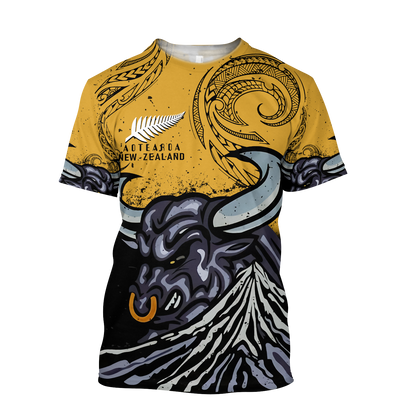 New zealand taranaki maori bull 3d all over printed shirt and short for man and women-Apparel-PL8386-T-shirt-S-Vibe Cosy™