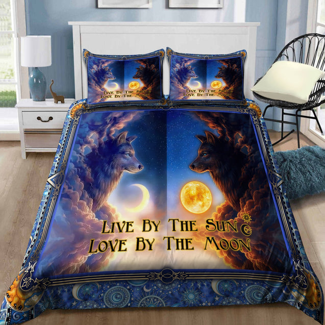 Awesome Sun And Moon Wolves Bedding Set MEI10032003-MEI