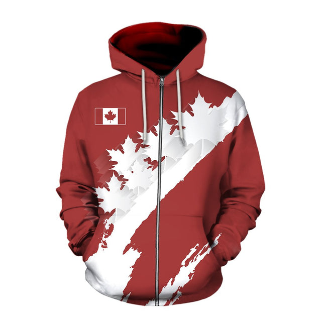 Canadian Maple Leaf Hoodie T Shirt For Men and Women-Apparel-PL8386-Zipped Hoodie-S-Vibe Cosy™