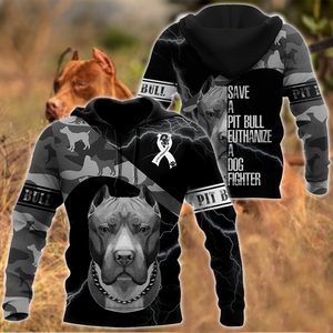 Save A Pit Bull Euthanize A Dog Fighter 3D All Over Print Hoodie DD09212001