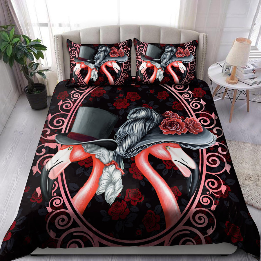 Love Gift Beautiful Victorian Flamingo Couple Bedding Set MEI