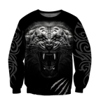 3D Tattoo White Tiger Over Printed Hoodie