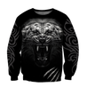 3D Tattoo White Tiger Over Printed Hoodie