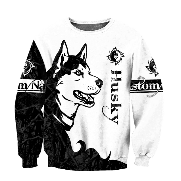 Husky black custom 3d hoodie shirt for men and women DD08122003S