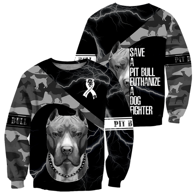 Save A Pit Bull Euthanize A Dog Fighter 3D All Over Print Hoodie DD09212001