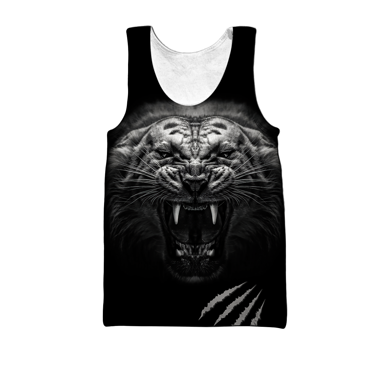 3D Tattoo White Tiger Over Printed Hoodie