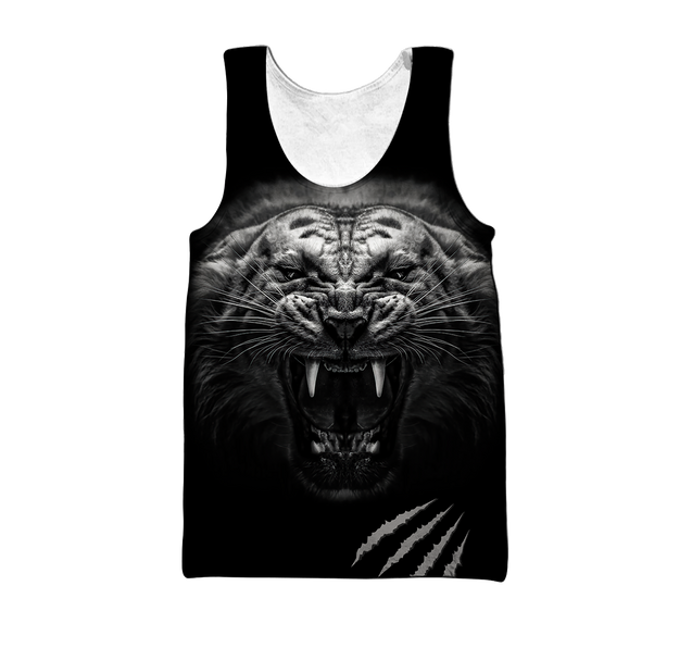 3D Tattoo White Tiger Over Printed Hoodie