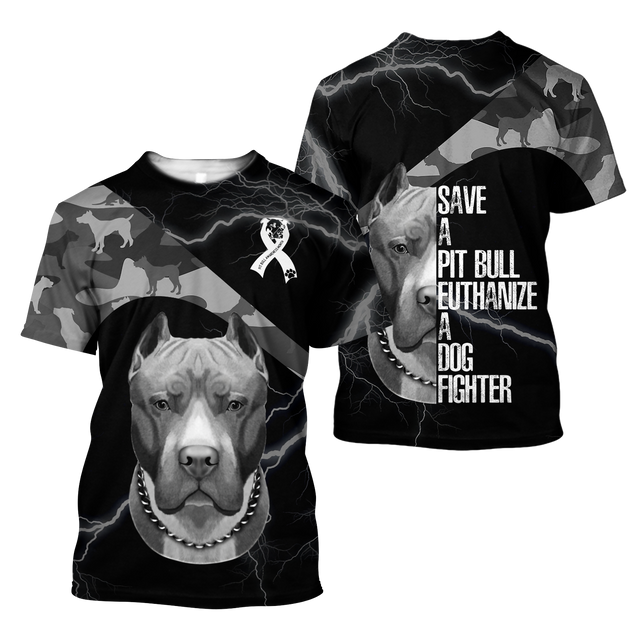 Save A Pit Bull Euthanize A Dog Fighter 3D All Over Print Hoodie DD09212001