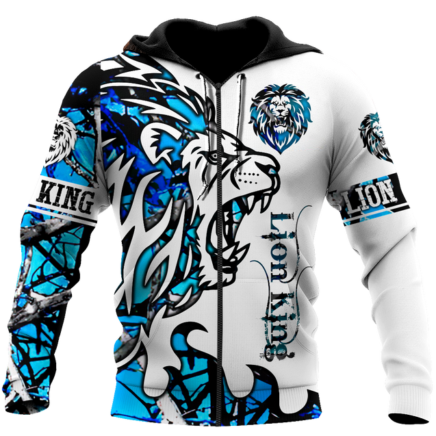 Beautiful Lion blue Tattoo camo 3D all over printed shirts for men and women DD05272003S-Apparel-Huyencass-Zipped Hoodie-S-Vibe Cosy™