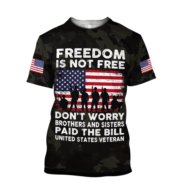 Veteran Freedom is not Free 3D all over printed shirts for men and women DD05252001-Apparel-Huyencass-T-Shirt-S-Vibe Cosy™