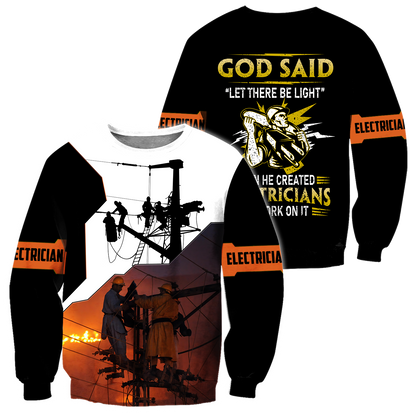 Premium Electrician Let There Be Light Unisex All Over Printed Shirts MEI