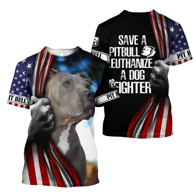 Save A Pit Bull Euthanize A Dog Fighter 3D All Over Print Hoodie DD09212003